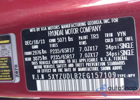 2014 Hyundai Santa Fe Sport 2.4L from USA, damaged, VIN 5XYZUDLB2EG157109